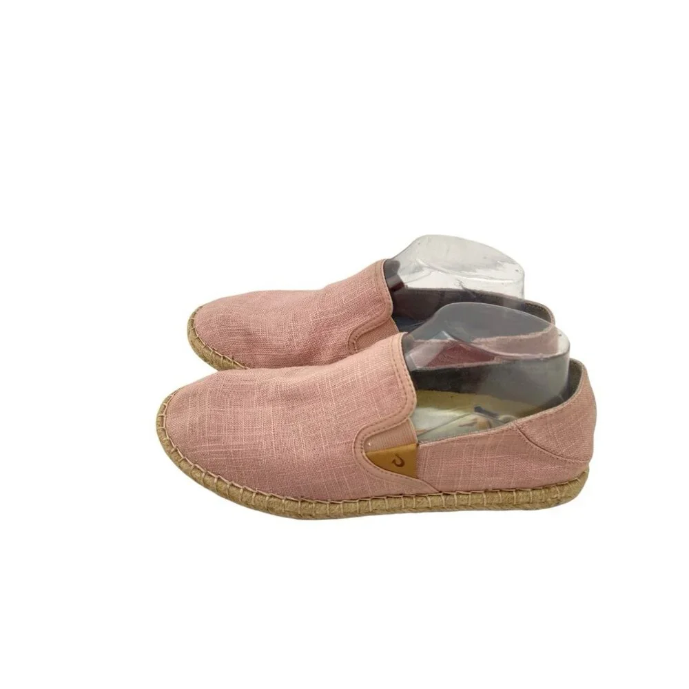 *Olukai Pink Kaula Pa'a Kapa Espadrilles Shoes Womens Size 8 Fold Heel Slip On